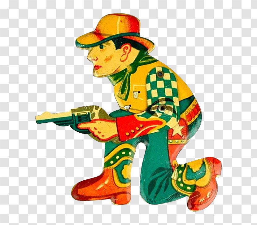 Cowboy Tin Toy Lithography Clip Art - Clothing - Vintage Images Transparent PNG