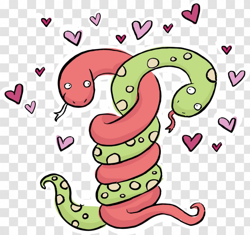 Snake Valentines Day Drawing Wallpaper - Point - Red, Green Wrapped Around A Couple Transparent PNG