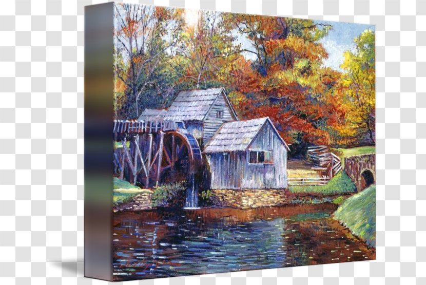 Watercolor Painting Canvas Print Printing - Landscape - Water Mill Transparent PNG