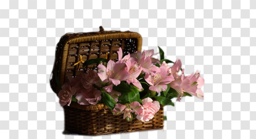 Flower Bouquet Garden Roses - Floral Design - Bamboo Basket Of Lilies Transparent PNG