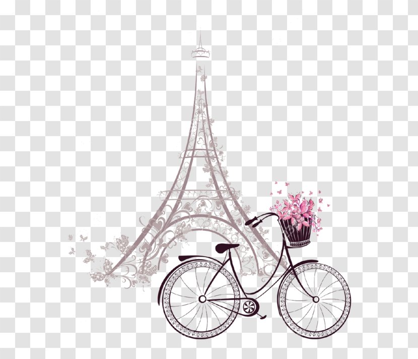 Eiffel Tower Drawing Bicycle Image - Notebook Transparent PNG