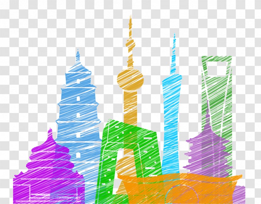 Tianhe District Canton Tower Architecture Silhouette - China - Painted Domestic Cities Landmarks Transparent PNG