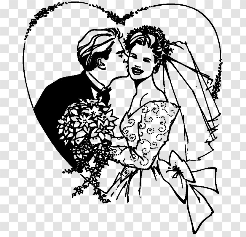 Drawing Newlywed Wedding Clip Art - Heart Transparent PNG