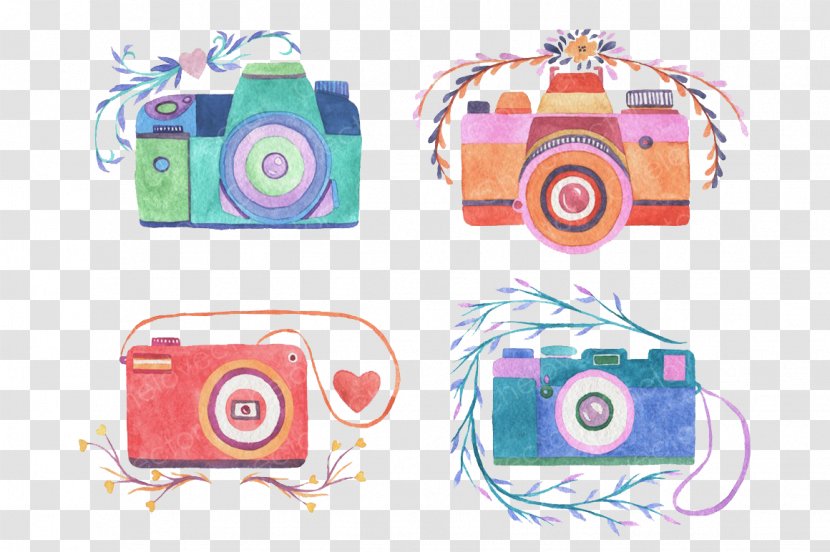Camera Watercolor Painting Photography Drawing - Literary Creative Hand-painted Figure Transparent PNG