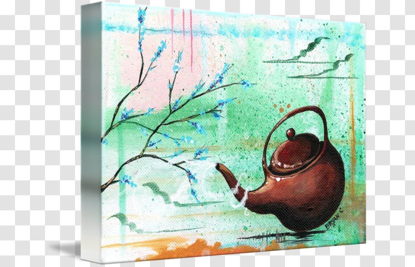 Still Life Photography Watercolor Painting Acrylic Paint Illustration - Art - Brown Floral Teapot Transparent PNG