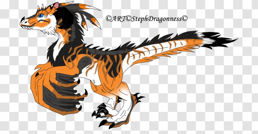 Velociraptor Dragon Tiger Dinosaur Chimera - Watercolor Transparent PNG