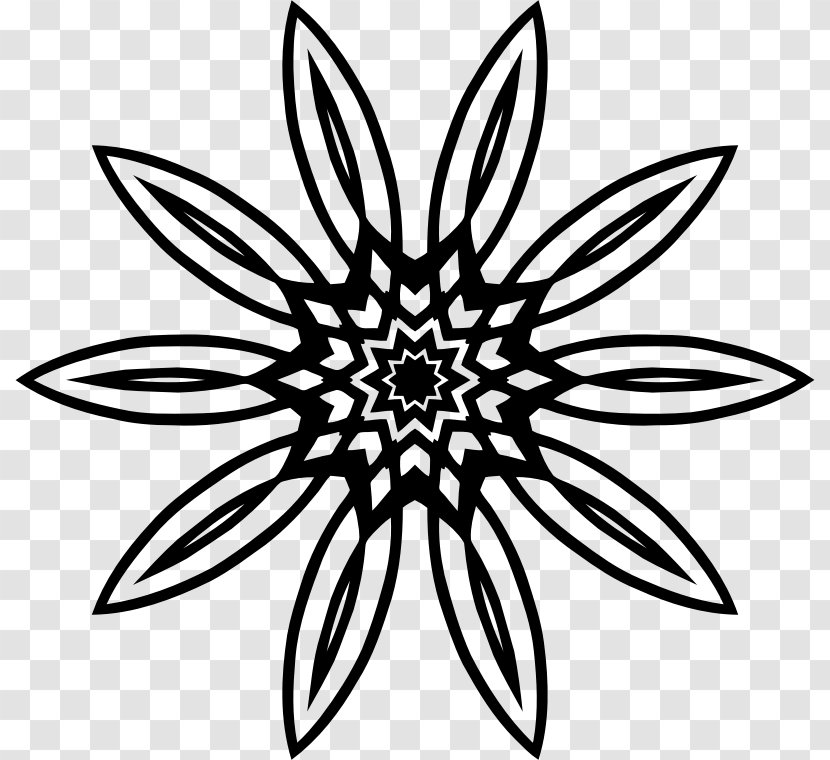 Drawing Visual Arts - Black And White - Abstract Flower Transparent PNG