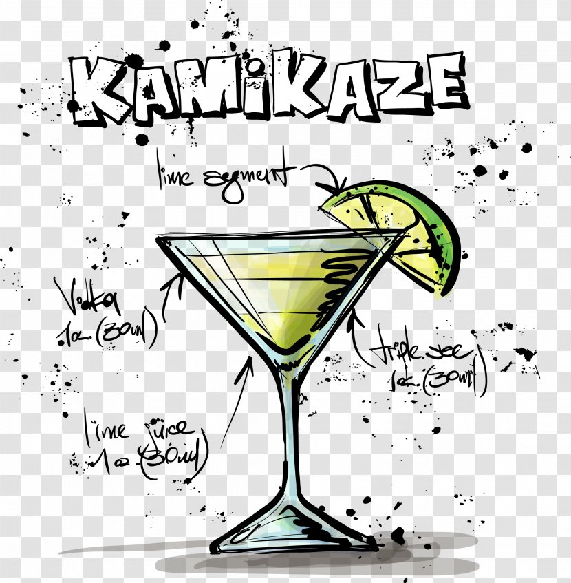 Kamikaze Cocktail Cosmopolitan Vodka Bloody Mary - Martini Glass - With Lemon Transparent PNG