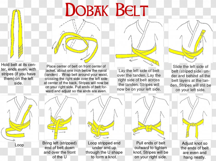 Taekwondo Dobok Belt Obi Martial Arts - Yellow Transparent PNG