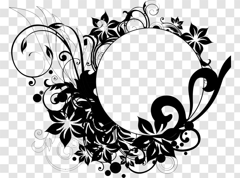 Vector Graphics Clip Art Image - Floral Design - Blackandwhite Transparent PNG