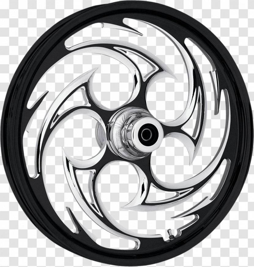 Alloy Wheel Motorcycle Components Tire - Black And White Transparent PNG