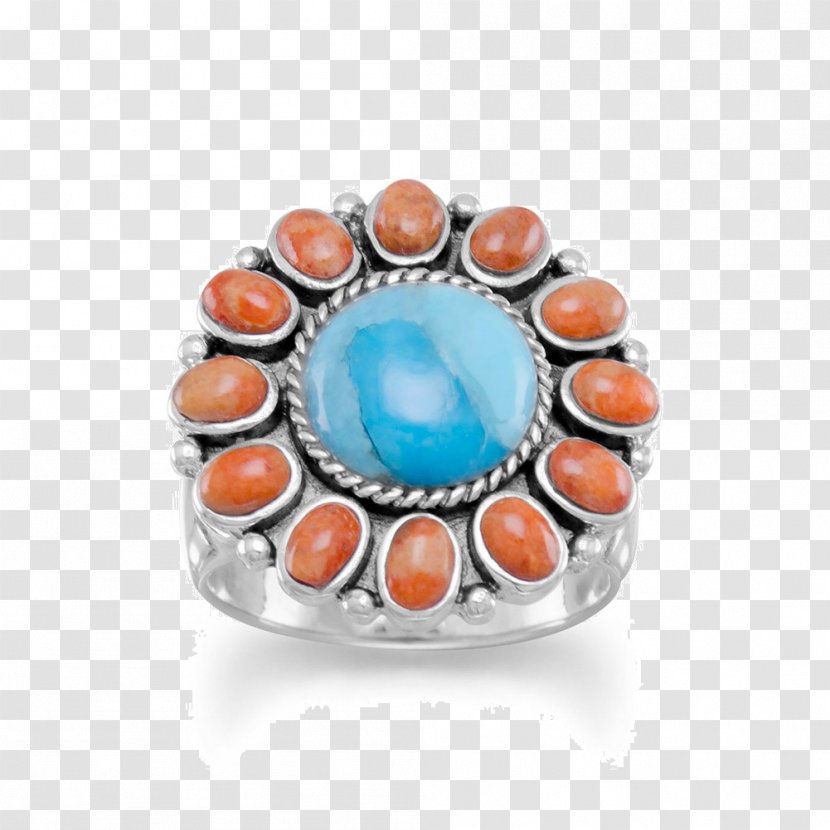 Turquoise Sterling Silver Ring Red Coral Transparent PNG