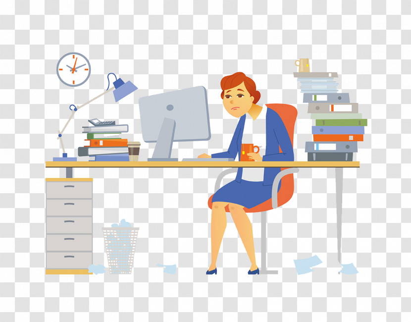 Cartoon Job Computer Desk Desk Employment Transparent PNG