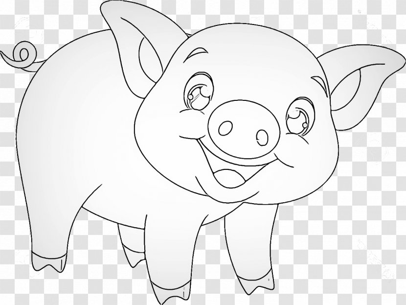Line Art White Cartoon Snout Domestic Pig - Head - Suidae Transparent PNG