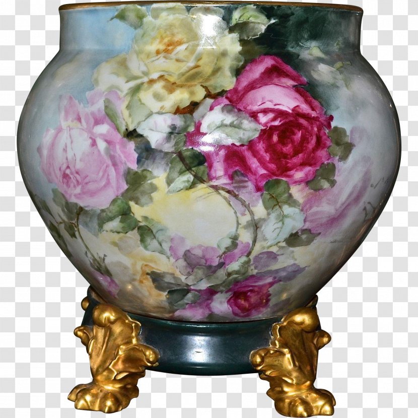 Garden Roses Limoges Vase Jardiniere Porcelain - Flower Transparent PNG