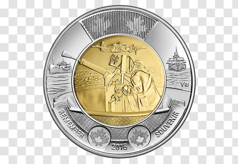Canada In Flanders Fields Battle Of The Atlantic Toonie Australian Two-dollar Coin - Cash - Financial Gold Coins Transparent PNG