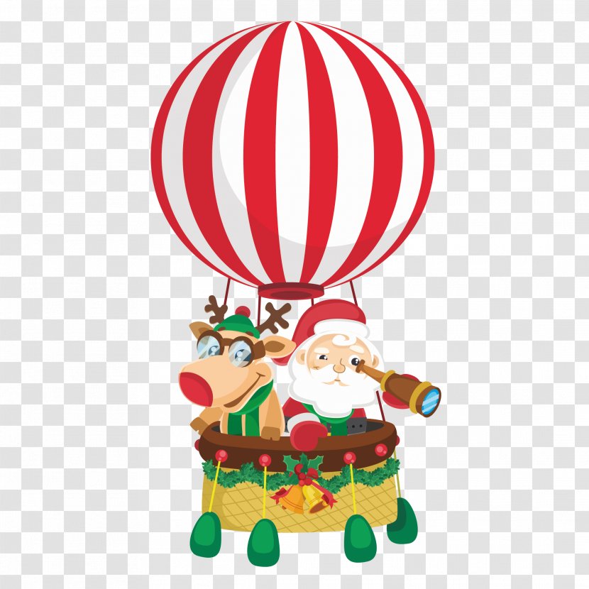 Santa Claus Reindeer Christmas Day Rudolph Image - Flight - Air Balloon Transparent PNG
