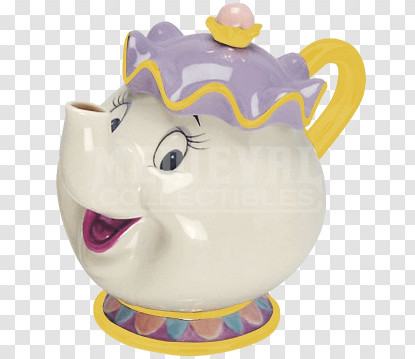 Mrs. Potts Belle Beauty And The Beast Teapot - Purple Clay Transparent PNG