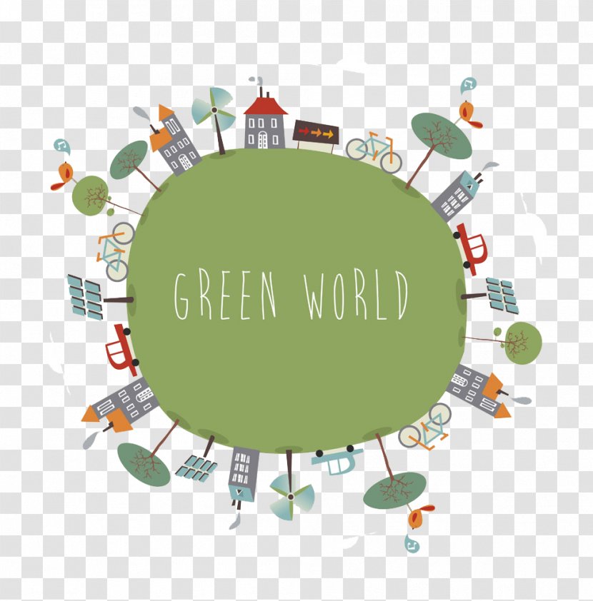 World Cartoon Illustration - Material - Green Earth Transparent PNG