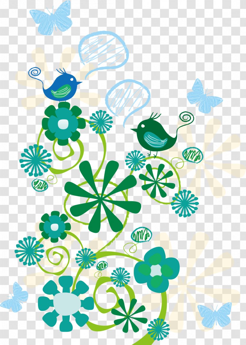 Drawing Sadness Illustration - Flower - Vector Green Bird Transparent PNG
