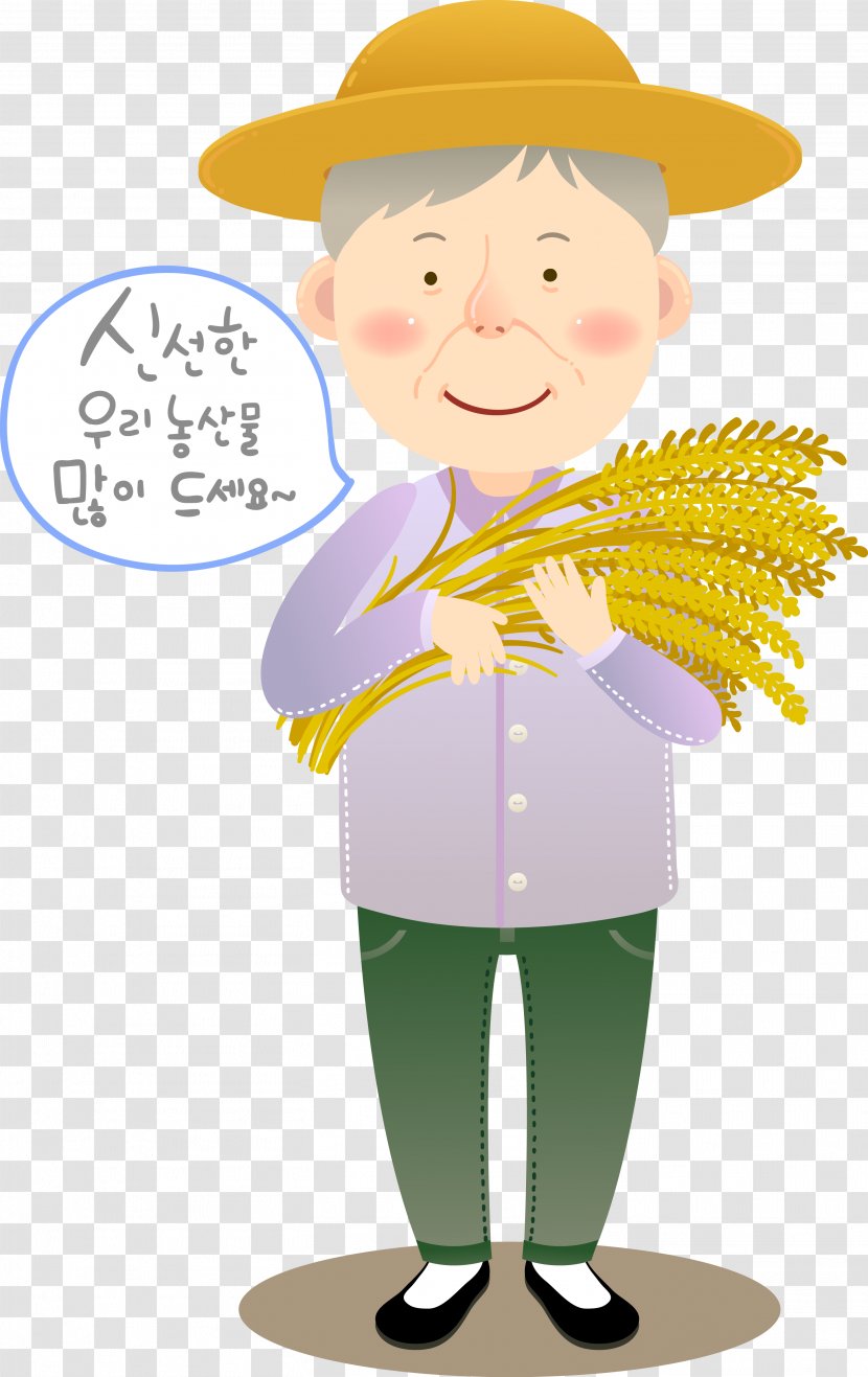 Farmer Illustration - Standing - The Farmer's Uncle Took Wheat Transparent PNG