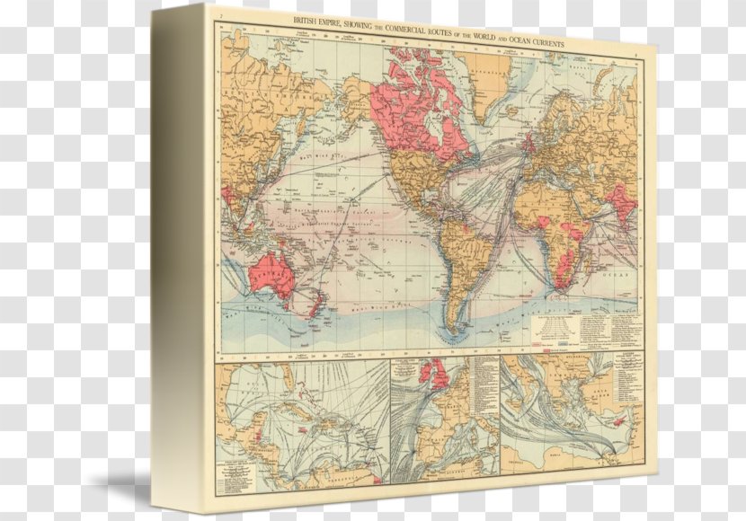 World Map Canvas Print Drawing - Vintage Globe Transparent PNG