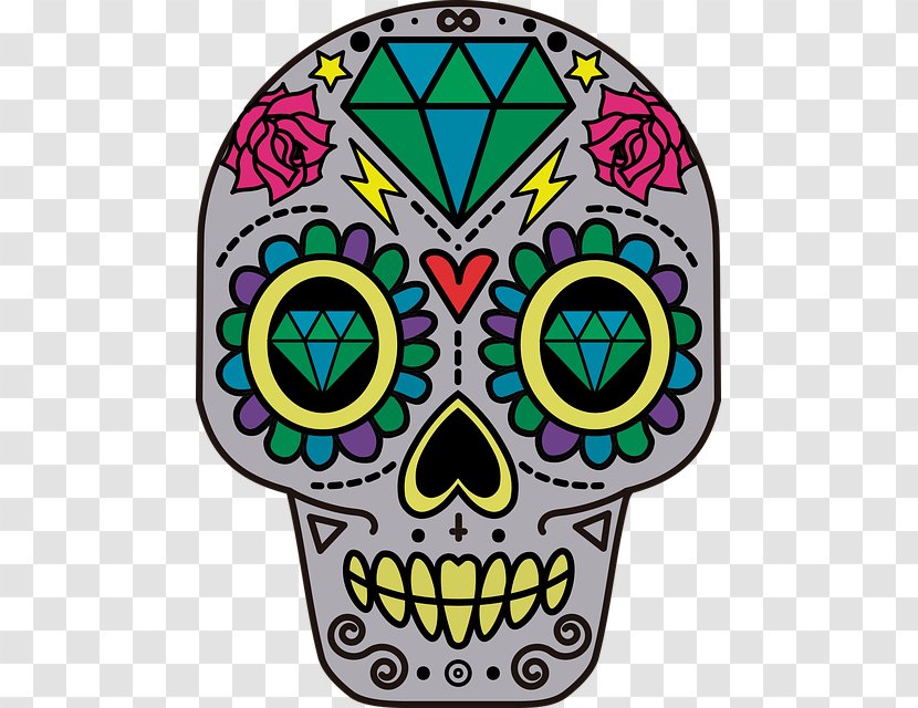 Calavera Skull Day Of The Dead Clip Art - Skeleton - Hand-painted Cartoon Transparent PNG