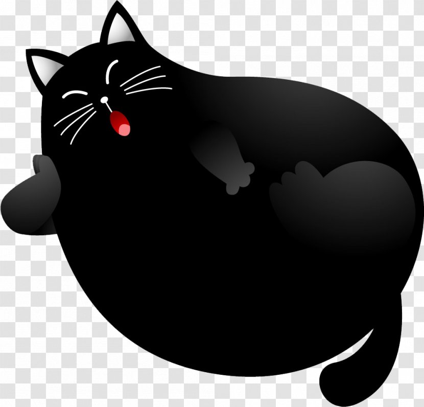 Black Cat Kitten Cartoon Clip Art - Flower - Big Ball Nose Transparent PNG
