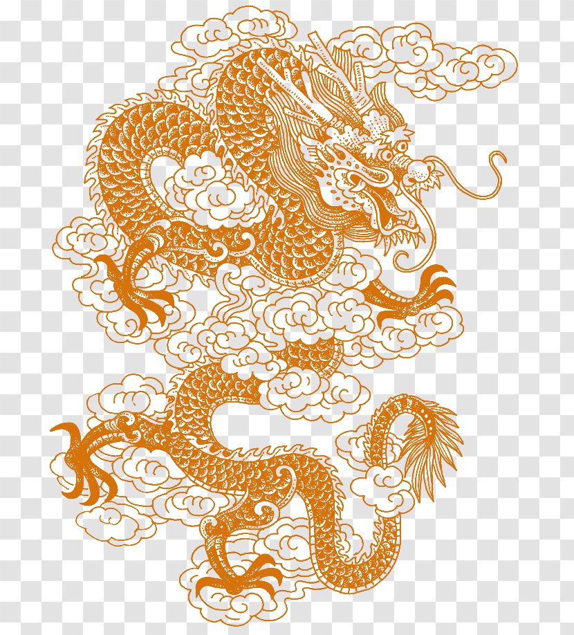 China Chinese Dragon Illustration - Brown Wind Decorative Pattern Transparent PNG