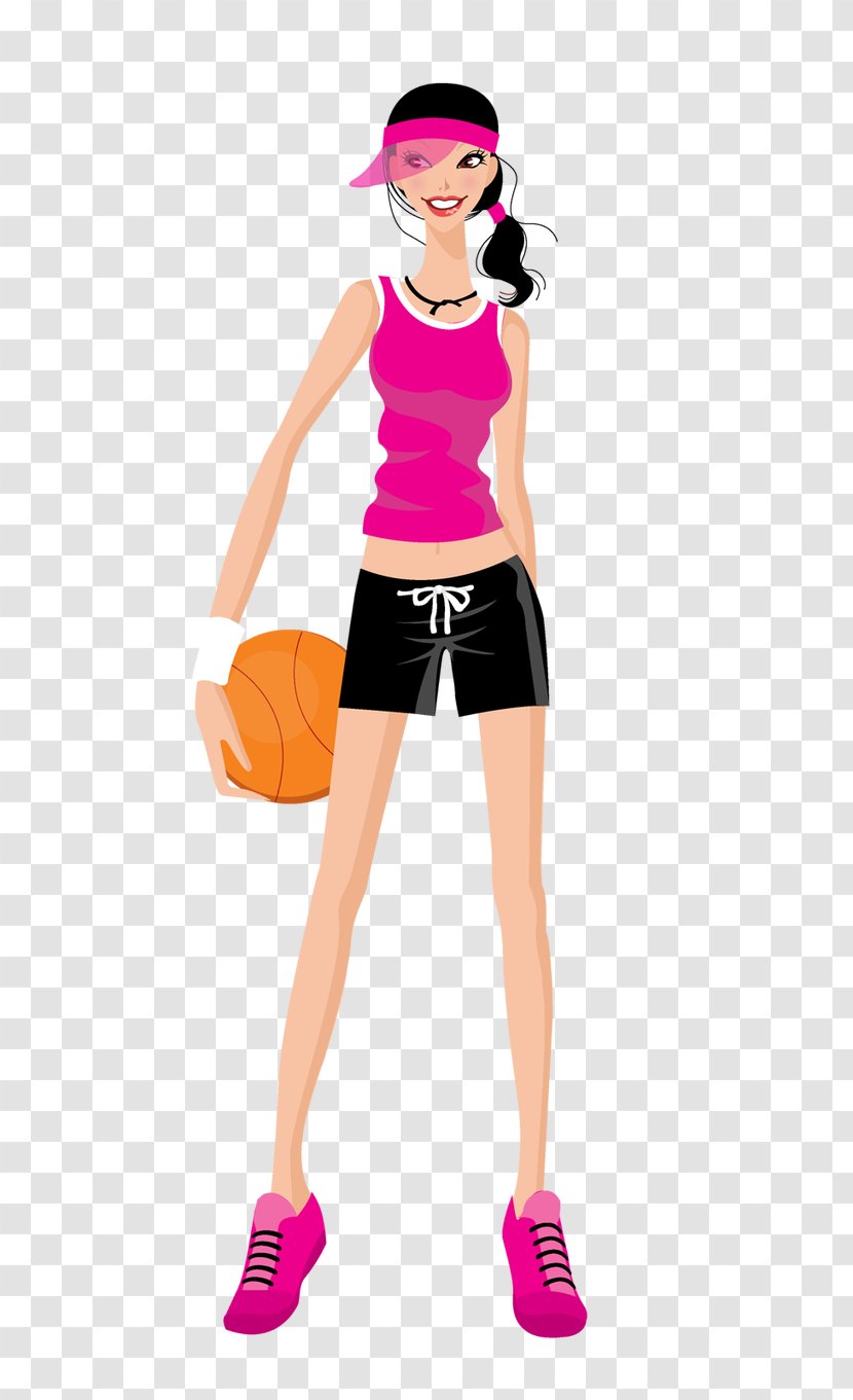 Cartoon Drawing Silhouette Illustration - Tree - Fashion Girls Basketball Transparent PNG