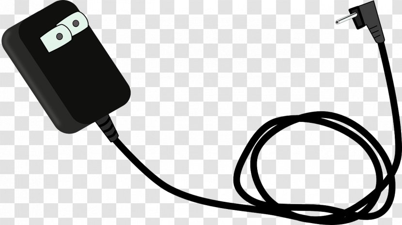 AC Adapter Clip Art Laptop Openclipart Image - Black And White Transparent PNG