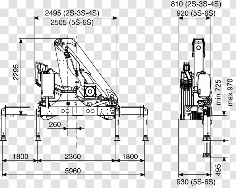 Mobile Crane Technical Drawing Diagram - Floor Plan - Truck Transparent PNG