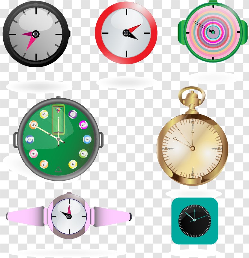 Pocket Watch Clock - Vector Painted Flat Transparent PNG