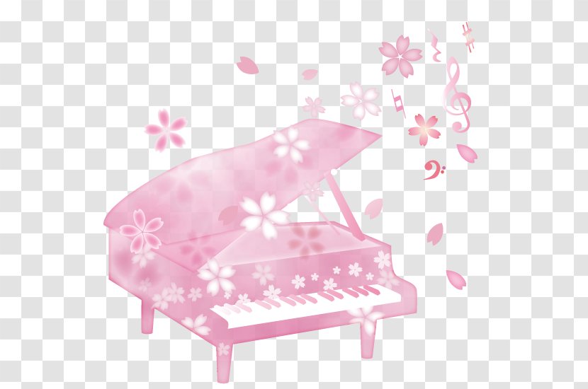 Cherry Blossoms And Grand Piano. - Watercolor - Cartoon Transparent PNG