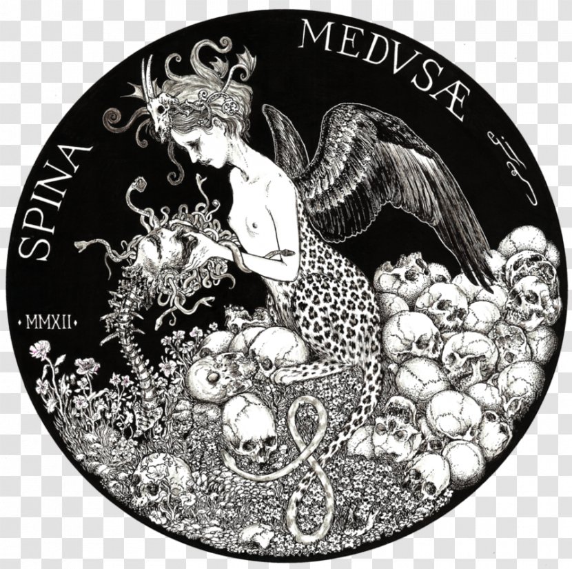 Medusa Poseidon Greek Mythology Gorgon Perseus - Monochrome - Chinese Ink Prints Transparent PNG