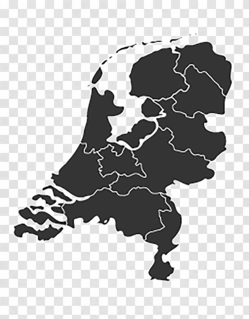 Netherlands Map - Monochrome Transparent PNG