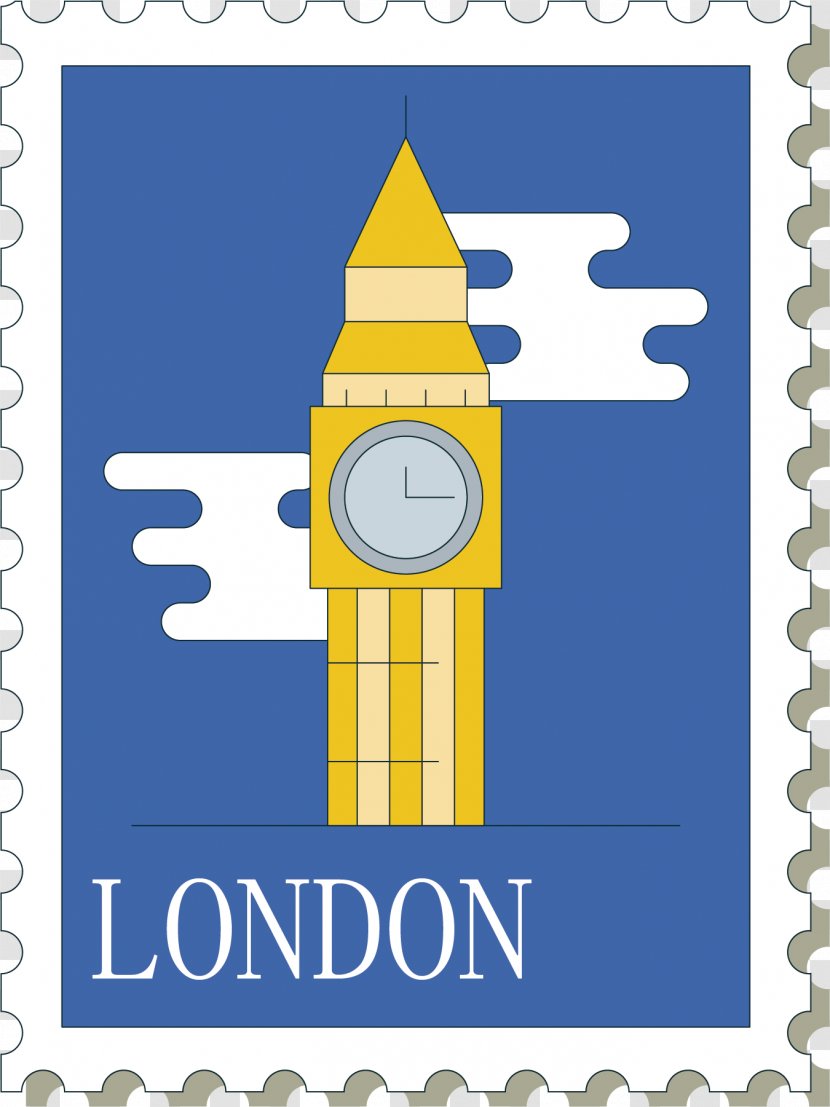 Big Ben Postage Stamp Euclidean Vector Rubber Drawing - Collecting - Cartoon Transparent PNG