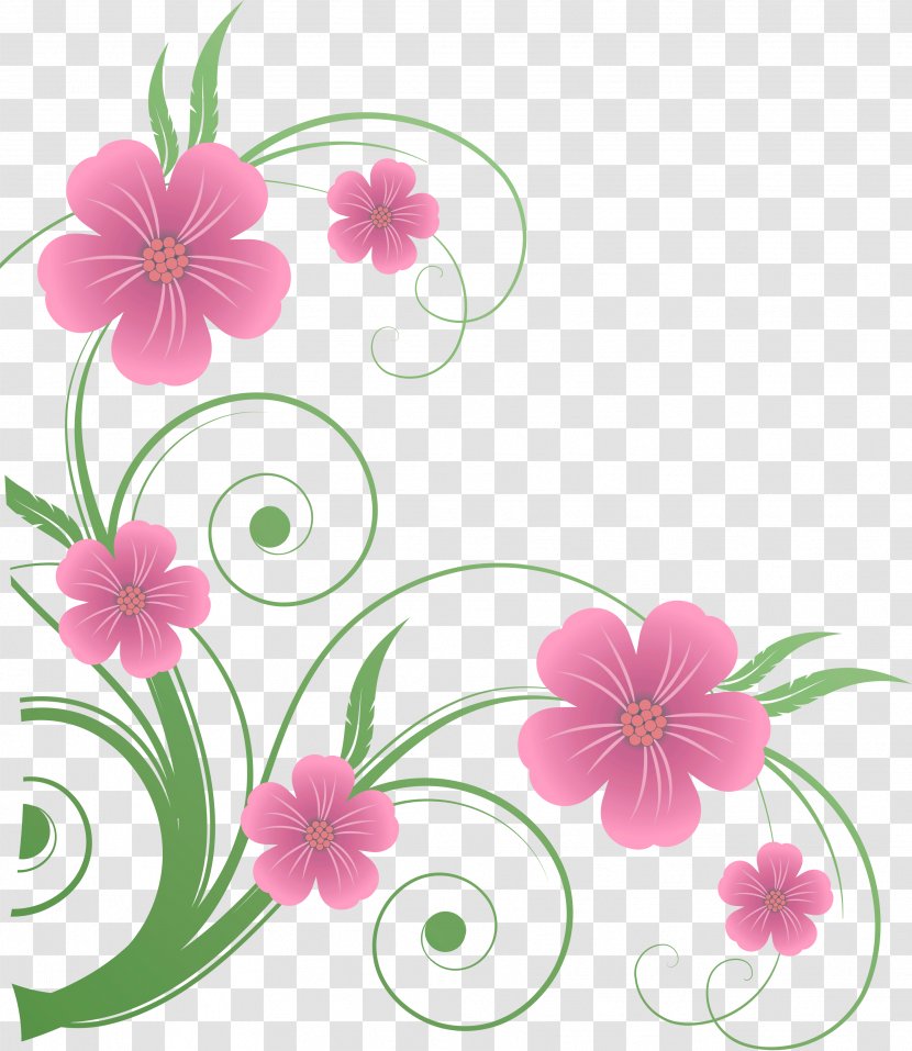 Flower Clip Art - Pink Flowers - Decorative Element Cliparts Transparent PNG