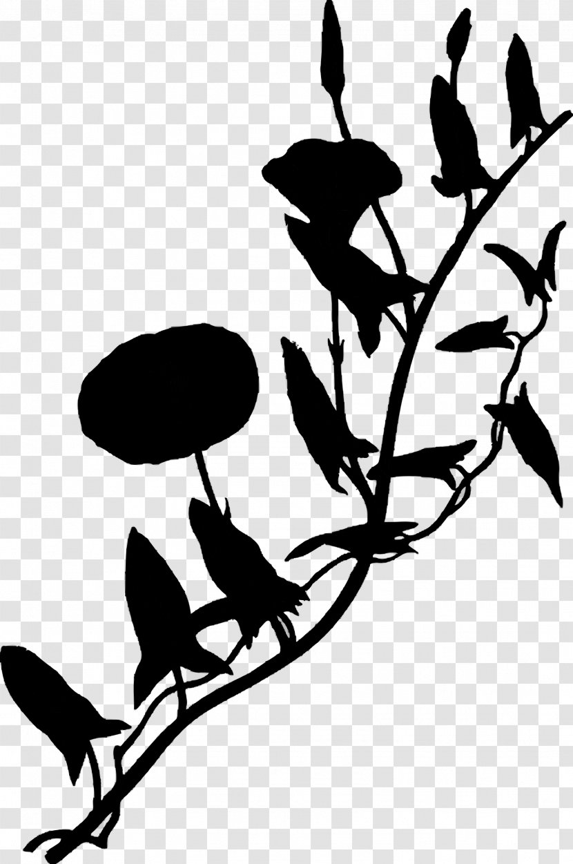Twig Clip Art Flower Plant Stem Leaf - Blackandwhite Transparent PNG