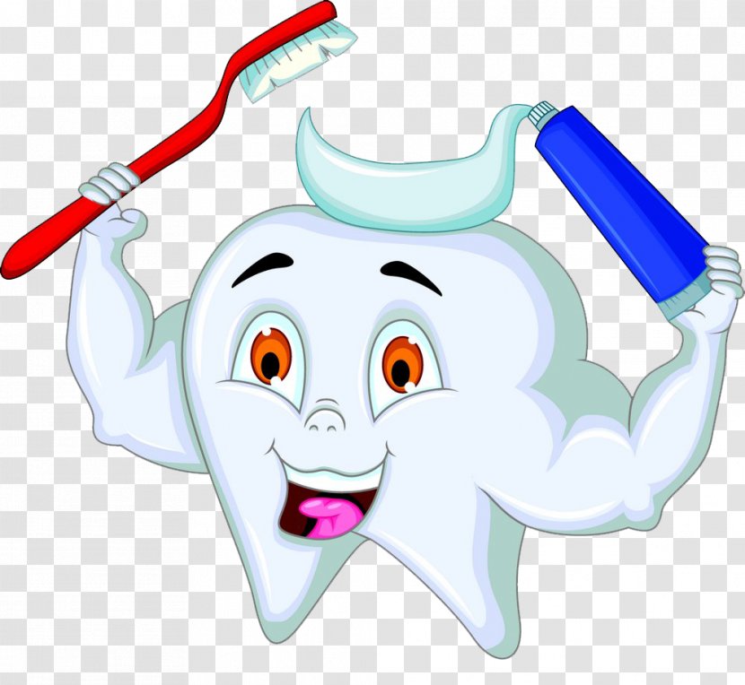 Toothbrush Toothpaste Tooth Brushing - Flower - Teeth Cartoon Picture Transparent PNG