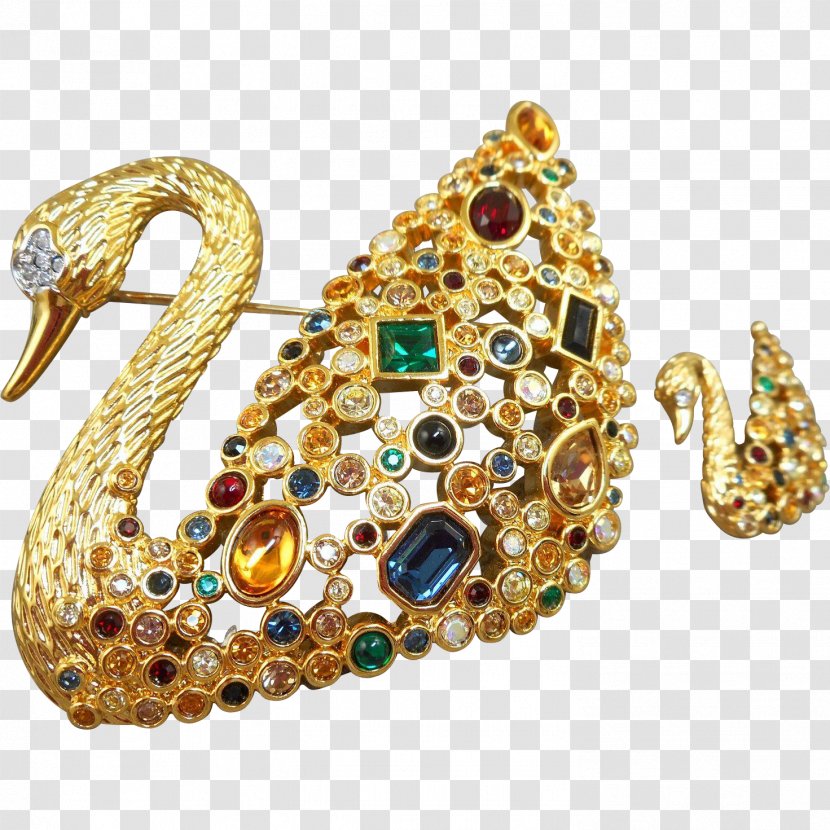 Brooch Earring Cygnini Gemstone Pin - Imitation Gemstones Rhinestones Transparent PNG