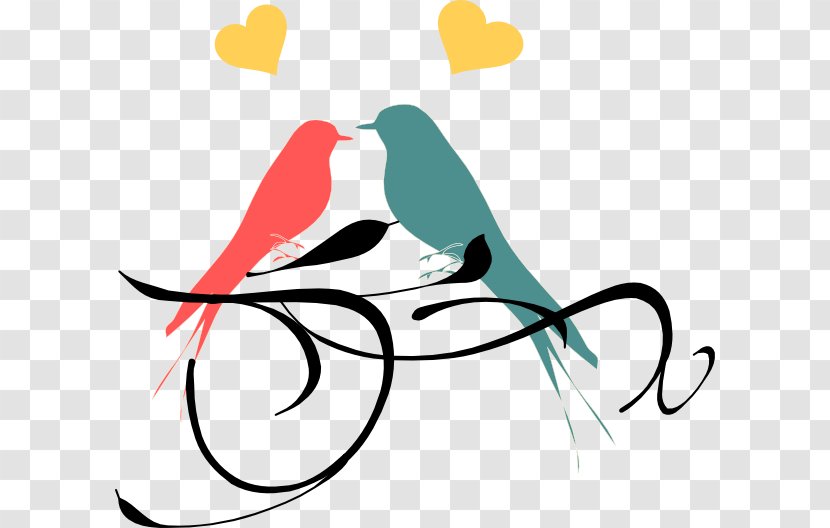 Lovebird Drawing Wedding Clip Art - Heart - Yellow Pumpkin Green Strings Branches Vector Transparent PNG