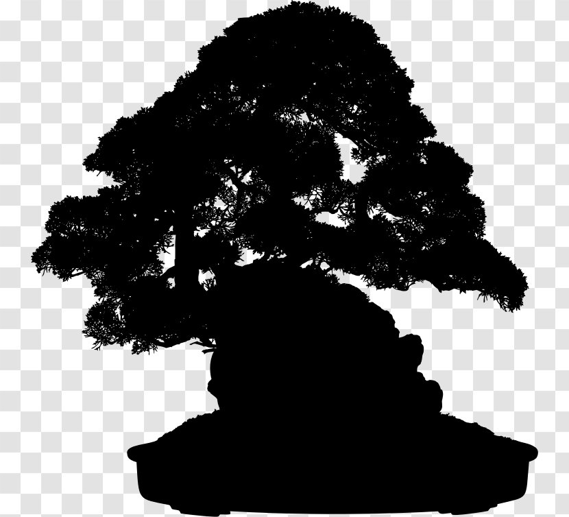 Indoor Bonsai Tree Gardening Clip Art - Black And White Transparent PNG