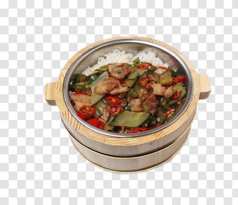 Pepper Steak Kung Pao Chicken Breakfast Cooked Rice - Roasting - Free Barrel Pull Element Transparent PNG