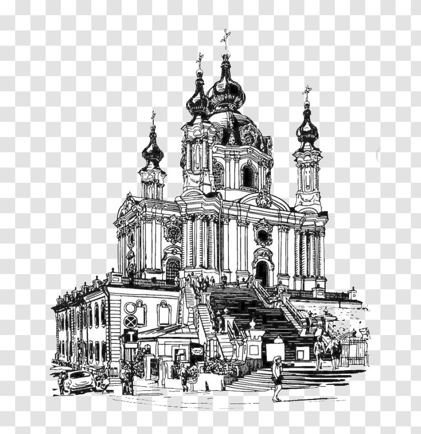 Kiev Eastern Orthodox Church Drawing Illustration - Architecture - Hand-painted Castle Transparent PNG