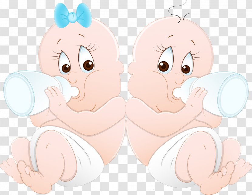 Thumb Ear Eye Cheek Nose - Silhouette - Twin Baby Holding Milk Bottle Transparent PNG