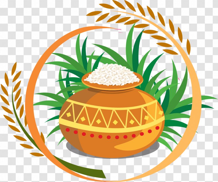 Thai Pongal Harvest Festival Clip Art - Orange - Rice Grain Tank Transparent PNG