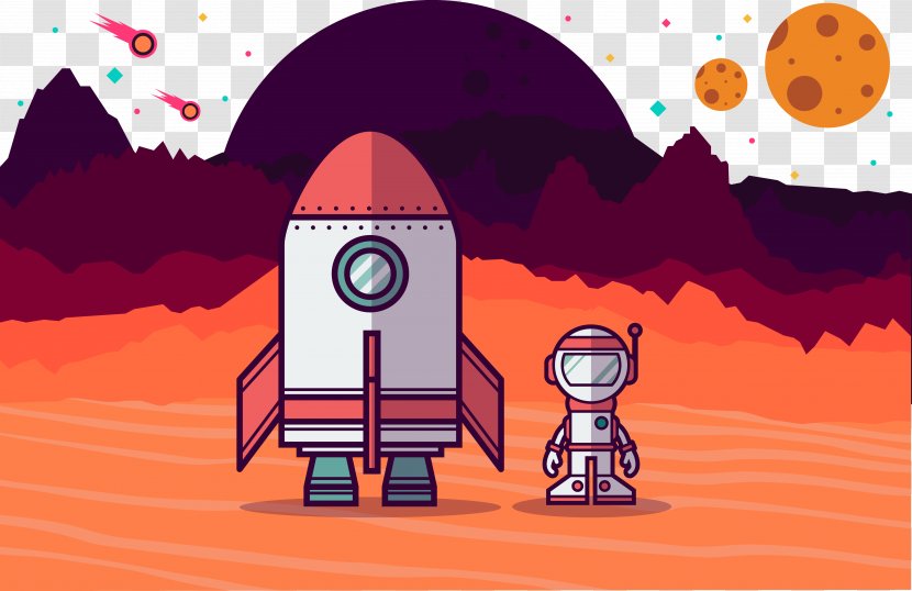 Astronaut Rocket Illustration - Lista De Espaxe7onaves Tripuladas - Flat And Vector Material Transparent PNG