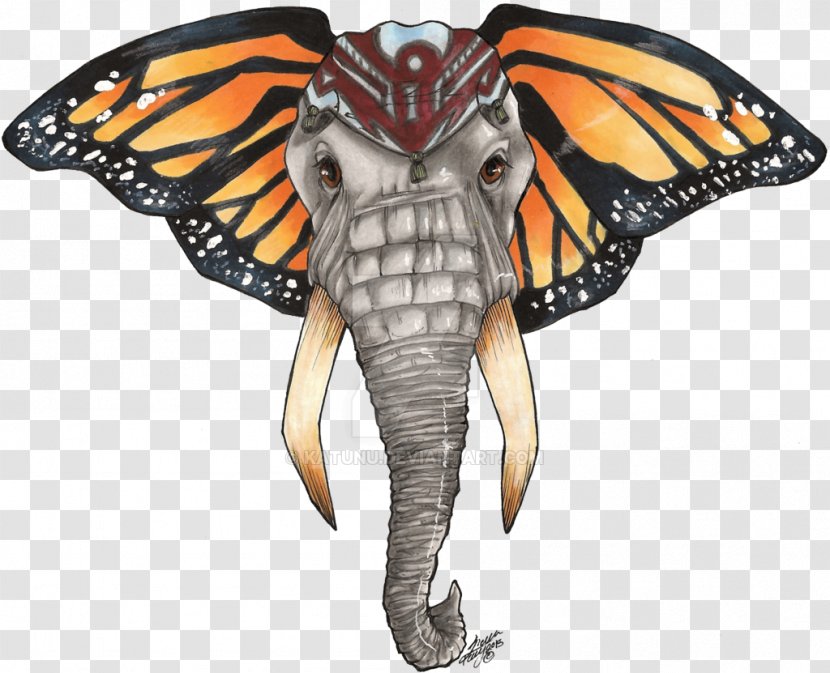 Monarch Butterfly Moth Elephantidae Drawing - Mythical Creature Transparent PNG