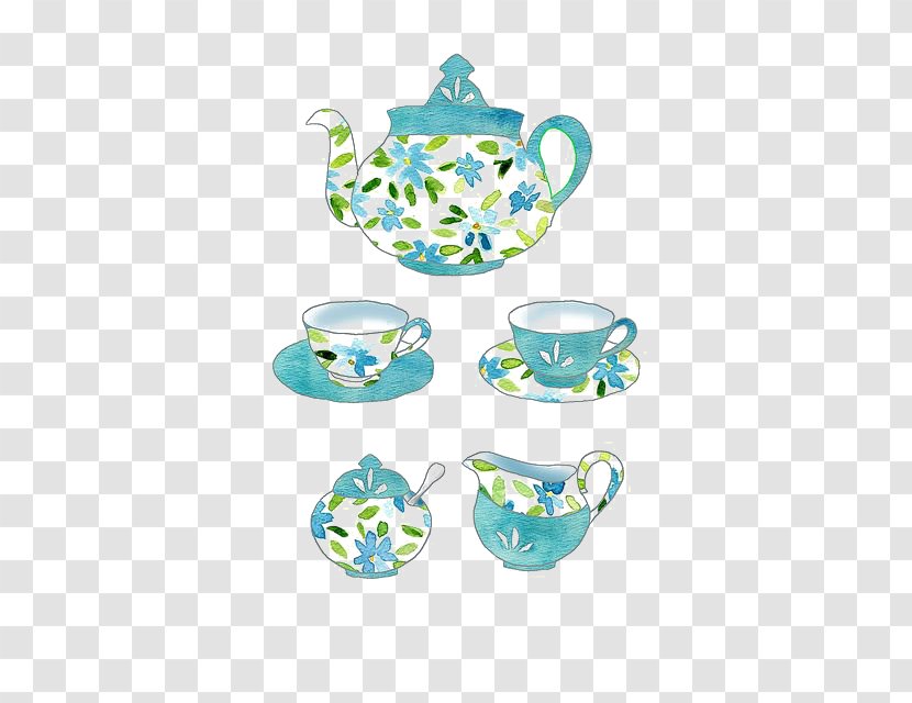 Teapot Teacup Painting - Tea Set Transparent PNG